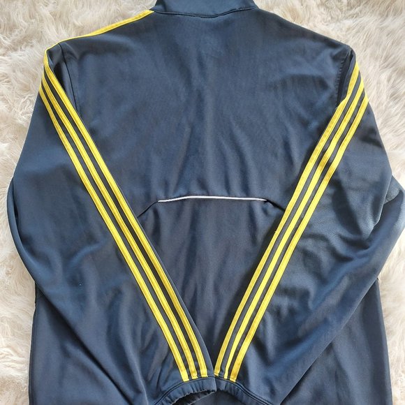 Adidas Men's blue-yellow Three Stripe Logo Full Zip Track Jacket Size: XL - Picture 3 of 12